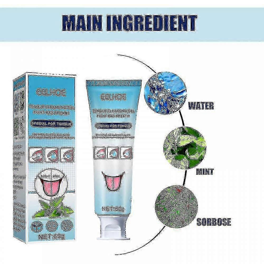 2pcs Eelhoe Tongue Cleaners With Soft Brush Scraper Fight Bad Breath Mild Formula Cleaning