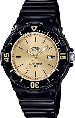 Casio Аналоговые часы для детей, дешевые Casio, глянцевый черный x золотой, модель Overseas LRW-200H-9EV, женские [Товар]