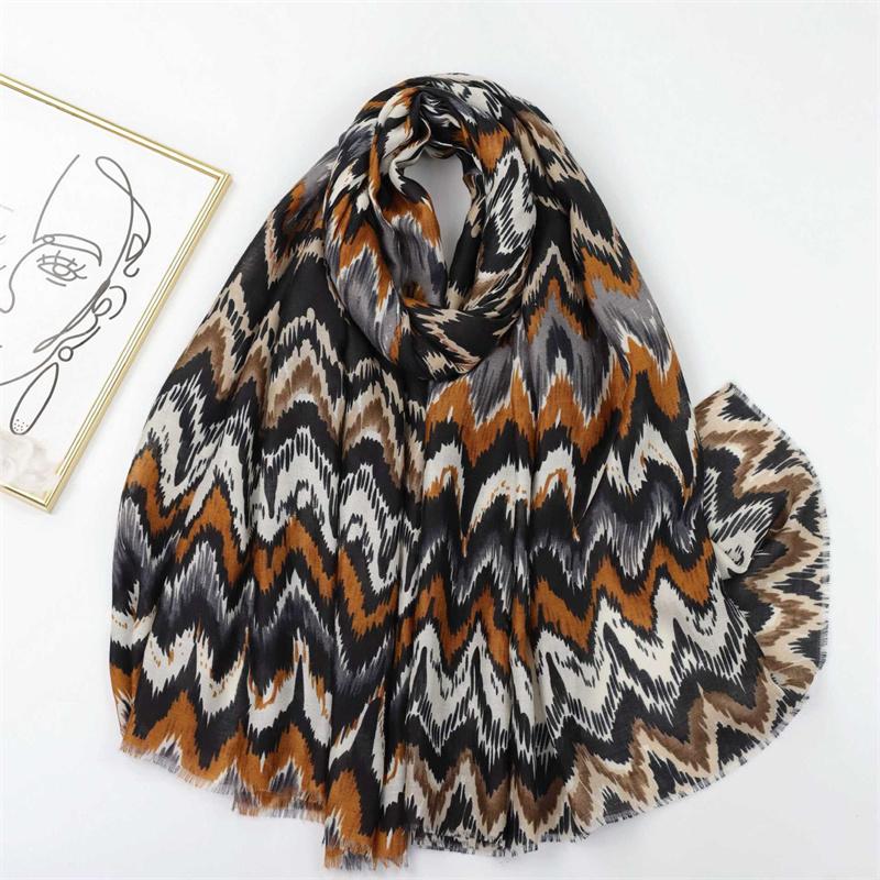 Winter Thick Viscose Scarves Women Bohemian Wave Striped Fringe Shawls And Wraps Pashmina Stole Bufandas Muslim Sjaal 180*90Cm