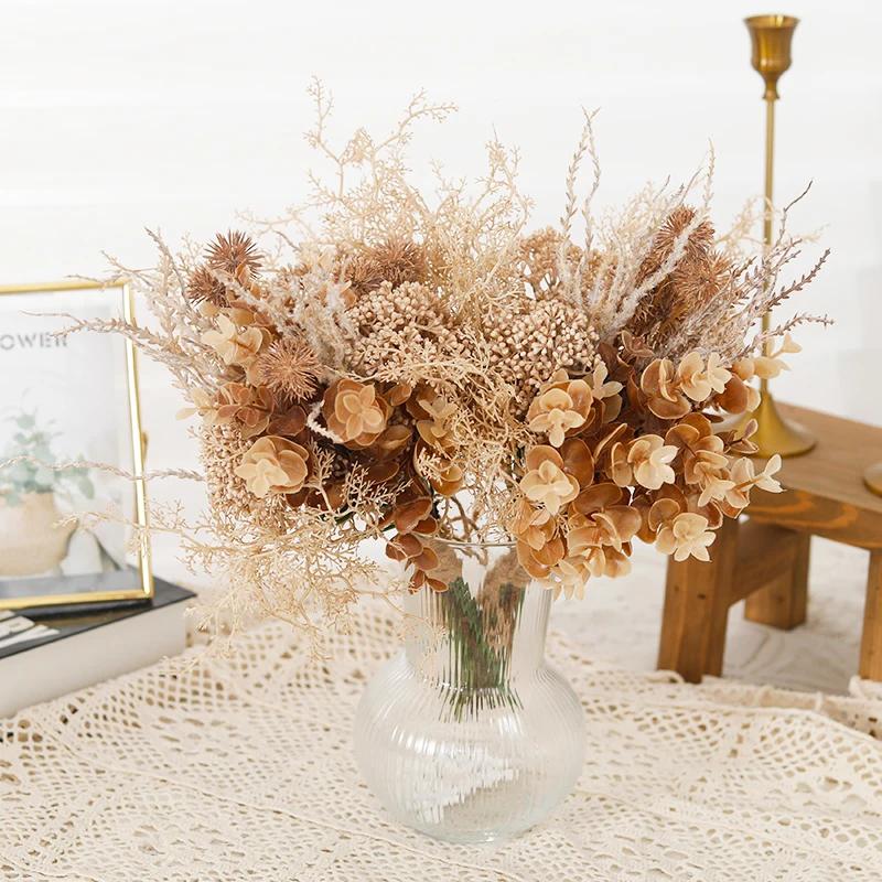 Artificial Plastic Flowers Eucalyptus Mistletoe Christmas Home Wedding Decoration Dandelion Bouquet Fake Floral DIY Arrangement