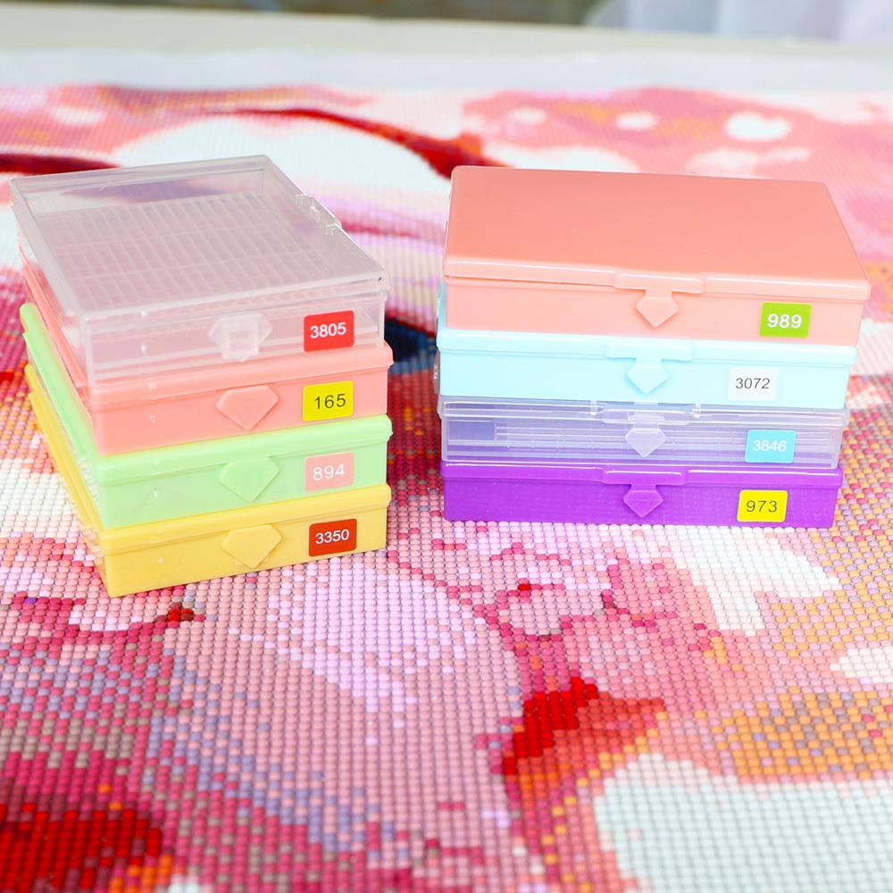 Новый лоток для алмазной мозаики DIY в макаронных цветах, Многофункциональный лоток с откидной крышкой для хранения страз, Удобное размещение страз
