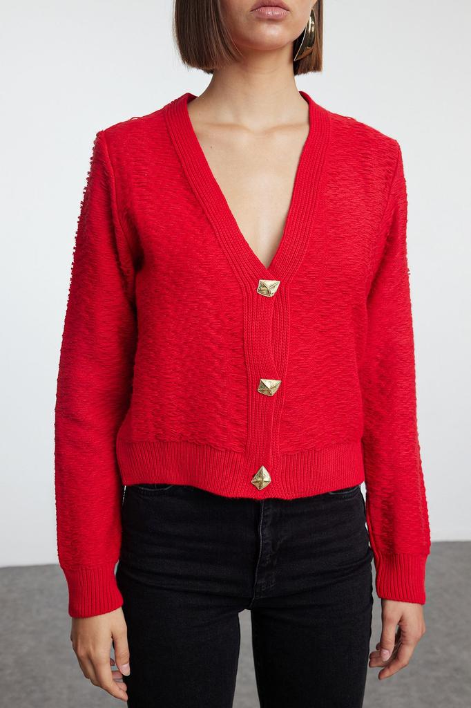 Женский модный стильный кардиган, черный, с пуговицами, трикотажный кардиган