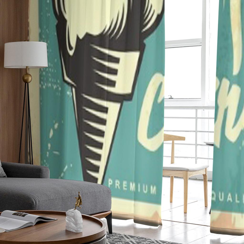 Ретро реклама с двумя шифоновыми прозрачными шторами с мороженым для гостиной, спальни, оконная занавеска, вуаль, тюль Cortinas