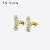 925 Sterling Silver Three Flower Stud Earring Luxury Women Fashion Crystal Luxury Jewelry For Wedding
