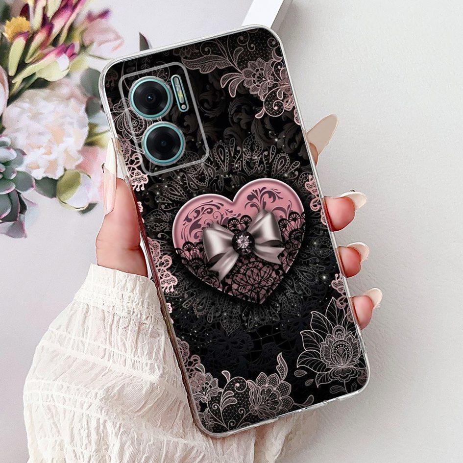 For Xiaomi Redmi Note 11E 5G Case Popular Flower Love Heart Soft Silicone Capa Back Cover For Xiaomi Redmi 10 11 Prime 5G Bumper