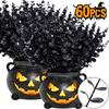 Black Artificial Plant Eucalyptus Branch Halloween Decoration Fake Leaves Faux Stems Leaf Home Decor Spooky Party Floral Bouquet