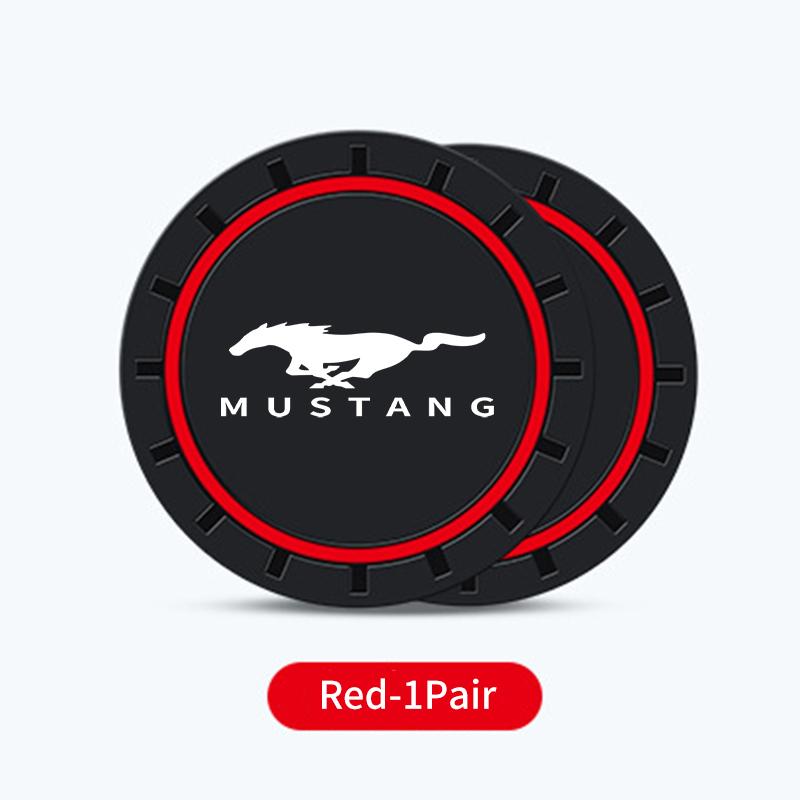 For Ford 2Pcs Car Logo Silicone Coaster Anti-Slip Water Cup Drink Mats Auto Accessories Escort KA Flex Everest KA Expedition