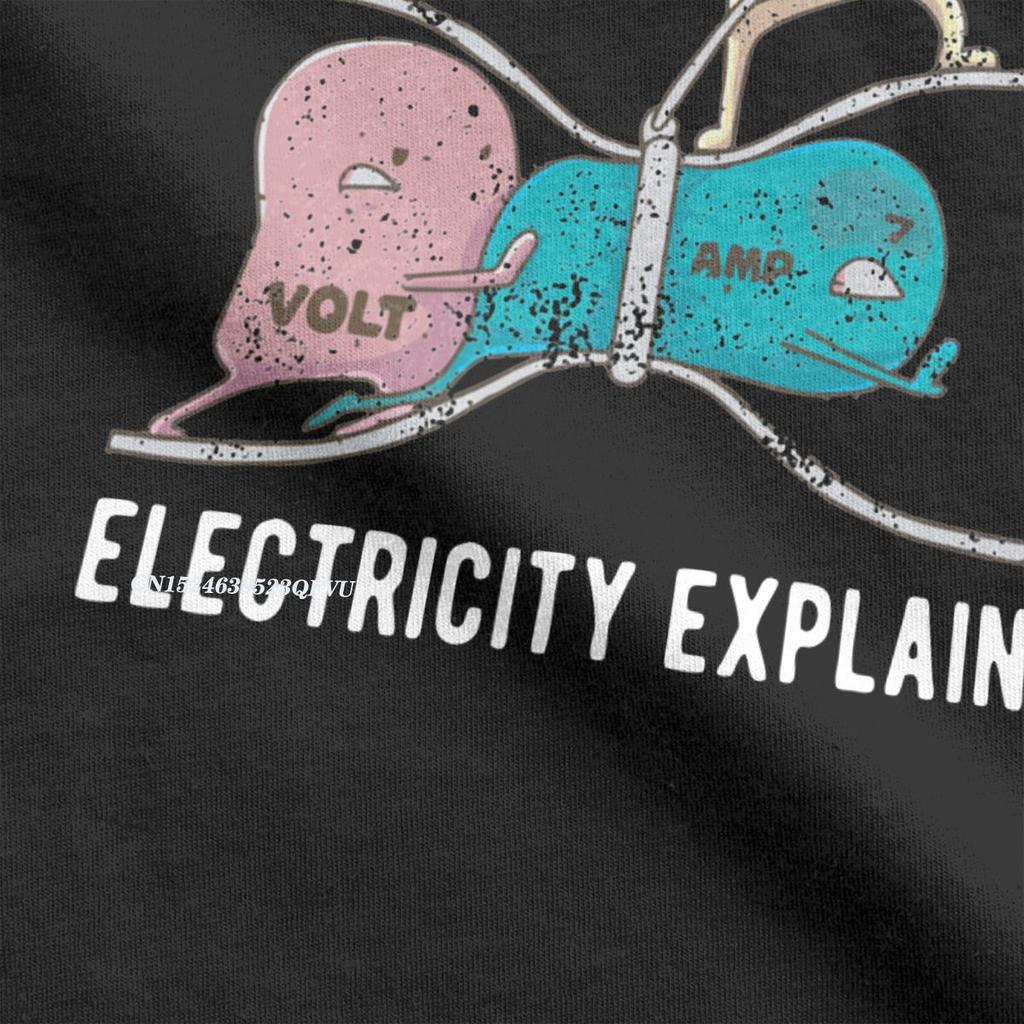 Электричество Объяснение Ом Вольт Ампер Физика Ботаник Футболка Для Мужчин Закон Ома Винтажные Футболки Из Чистого Хлопка Топы Футболки Классические Топы