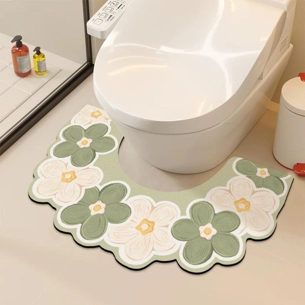 Anti Slip Bathroom Mat Water Absorbing U-shaped Floor Mat Beautiful Toilet Mat Toilet Room