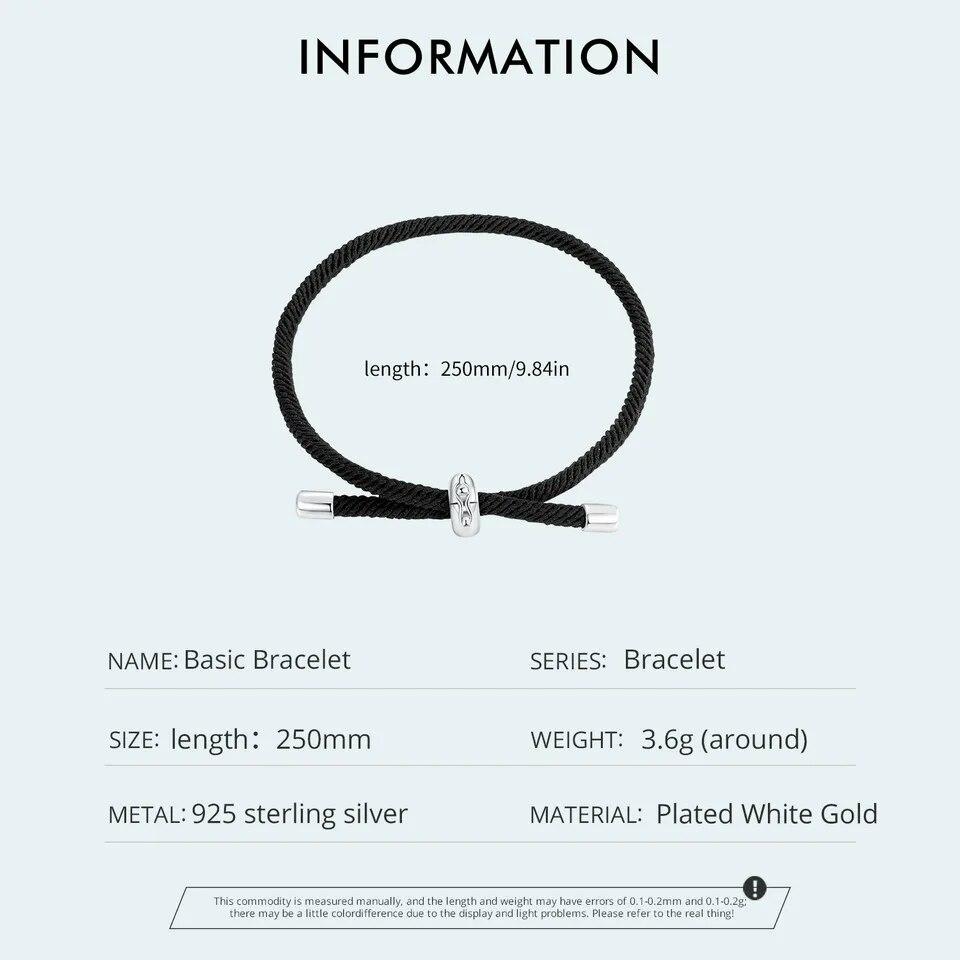 BAMOER ручной работы из стерлингового серебра 925 пробы, красные подвески на удачу, браслет для женщин и мужчин, красный, черный, регулируемая веревка, ювелирные изделия