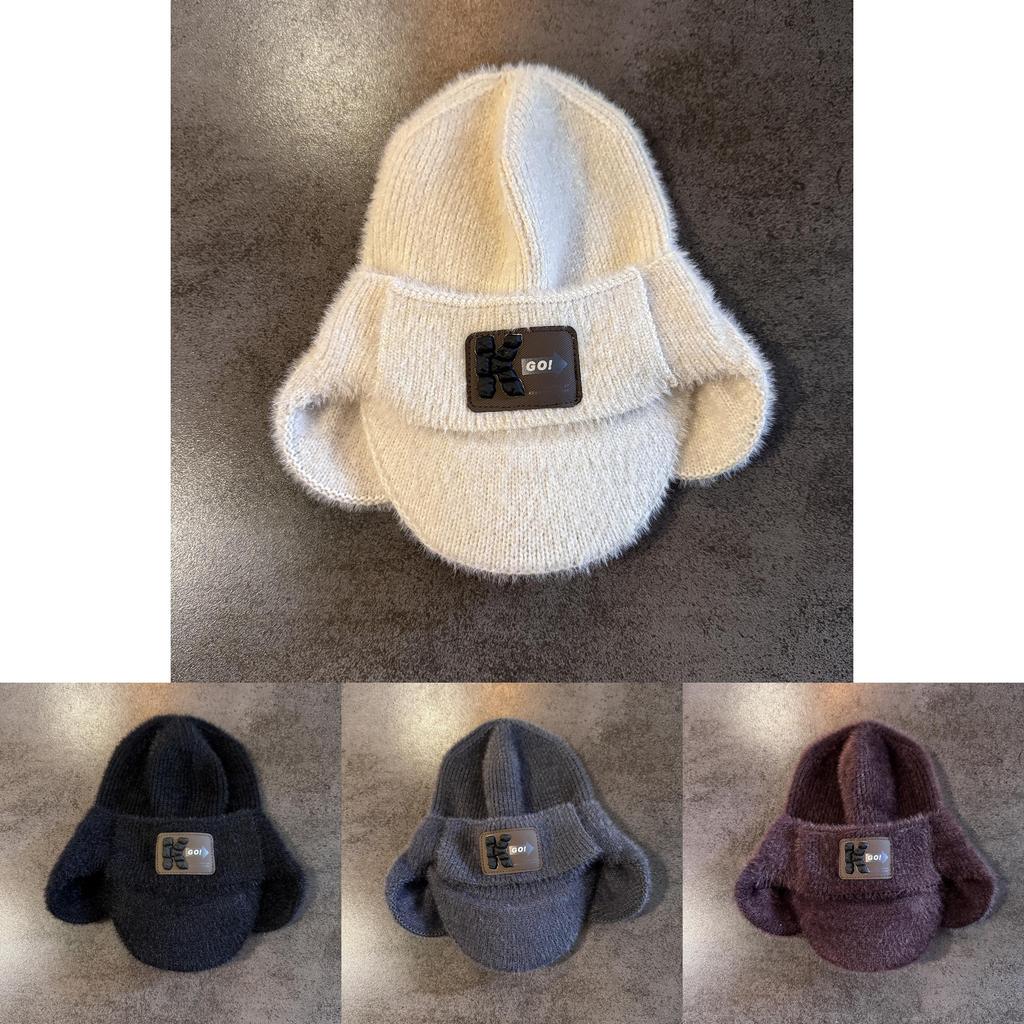 Mens Faux Mink Knit Hat With Letters For Winter Casual And Snow Day Outings