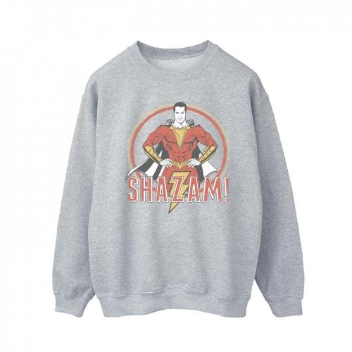DC Comics Mens Shazam Retro Circle Distressed Sweatshirt