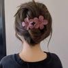 Frosted Flower Decor Hair Clip with Elastic Spring for Ladies