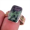 Ruby In Zoisite Lab-Created 925 Sterling Silver Jewelry Two Tone Ring S.8.5 b4Z03