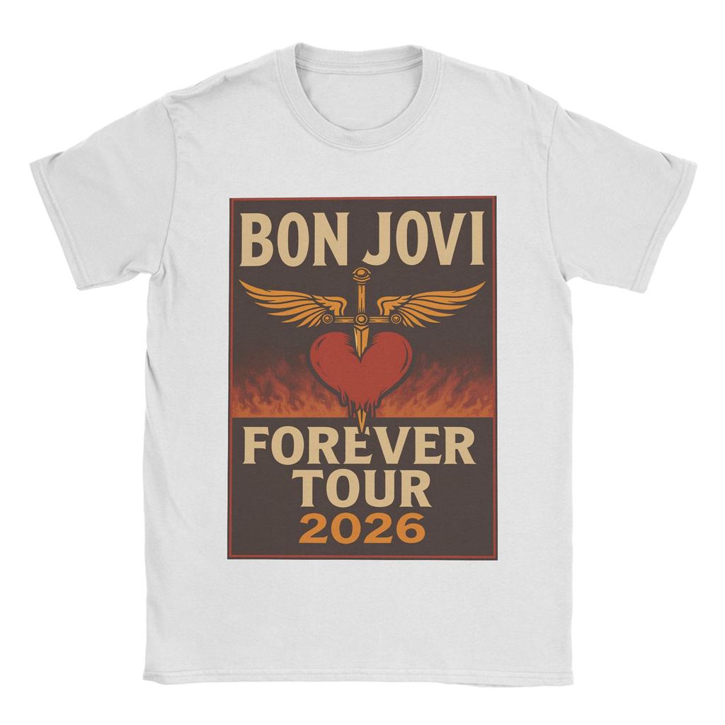 Harajuku T Shirt Summer Bon Jovi Keep The Faith World Tour Cotton Tshirt for Unisex Awesome Wholesale Short Sleeve Tees