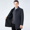 Кашемировое пальто мужское средней длины осенне-зимнее для мужчин среднего возраста шерстяное шерстяное пальто-ветровка