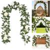 Искусственная гирлянда из роз, устойчивая к УФ-лучам, реалистичная лоза из искусственных цветов с зелеными листьями, свадебная вечеринка, подвесное украшение, имитация цветения, ротанговая декорация