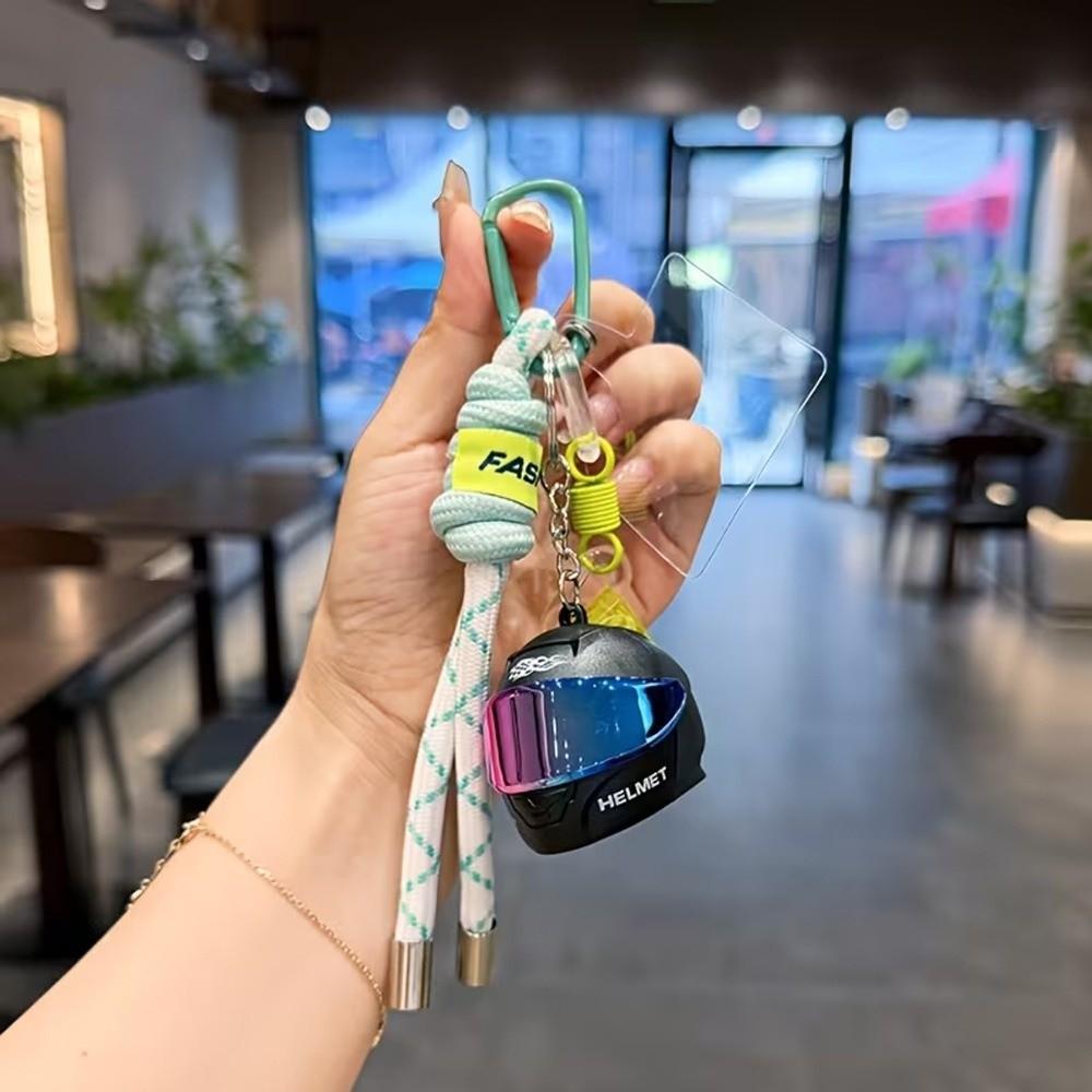 3D Motorcycle Helmet Keychain Weaving Rope Mini Helmets Keychain Helmet Key Fob Motorcycle Lovers