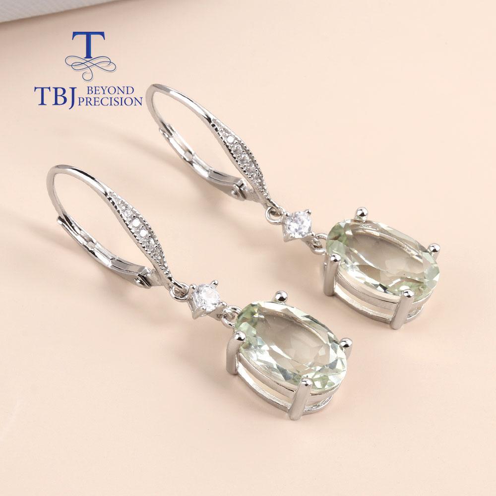 Модные длинные серьги-застежки с натуральным зеленым аметистом, овальные 8*12 мм, серьги с драгоценными камнями, серебро 925 пробы, изысканные ювелирные изделия для женщин