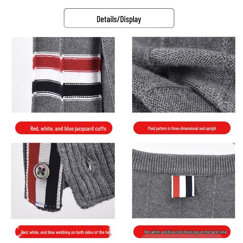 Мужской осенний кардиган из шерсти в полоску в корейском стиле 2025