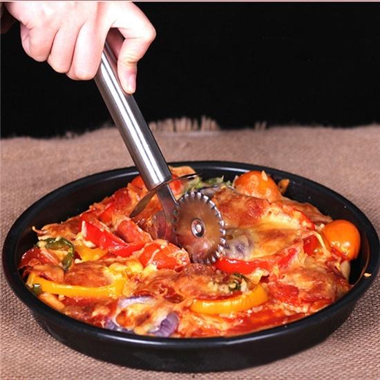 1 Pcs Double Roll Pizza Stainless Steel Knife Pasta Cutter Pasta Pasta Round  Lace Pizza