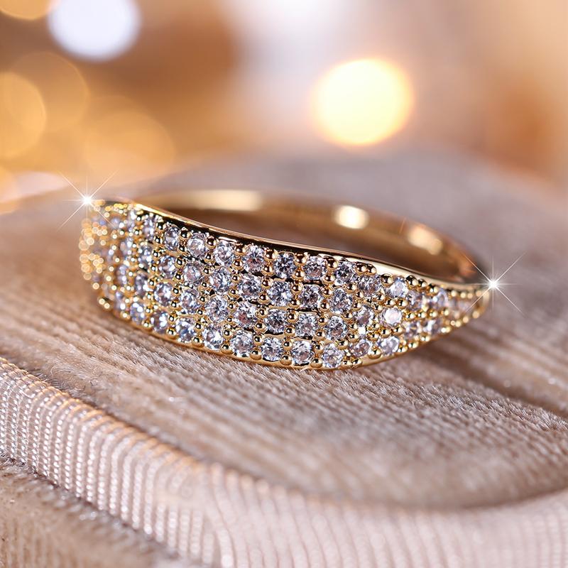 Сверкающие белые циркониевые обручальные кольца для женщин, модные золотые кольца, свадебные украшения