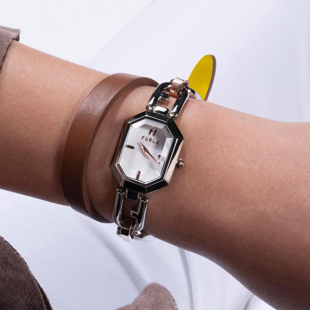 Watch OCTAGONAL Silver Dial Stainless Steel Mineral Glass Quartz Daily Waterproof China Watch WW00044006L5 Brown [Furla] 27.5MM Women's [Item]
