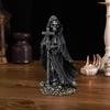 Halloween Black Robe Skeleton Figurine Gothic Cross Skeleton Resin Statue Sculpture Home Office Desktop Bookshelf Decoration Ornament Festival Gift