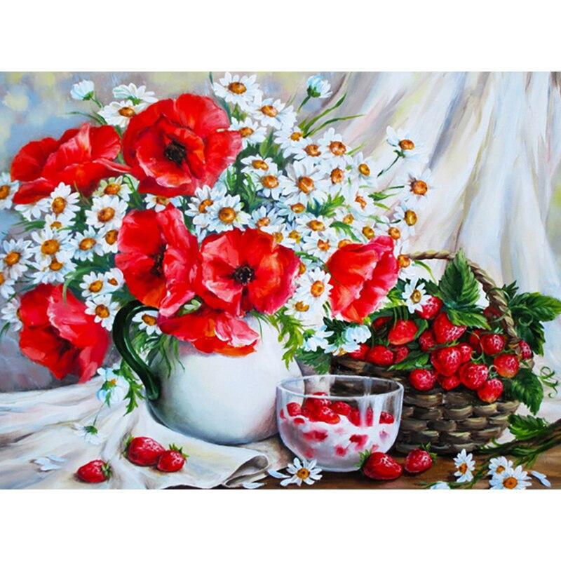 New 5D DIY Diamond Painting Flower Diamond Embroidery Scenery  Rhinestones Crafts Full Round Drill Home Decor Art Gift