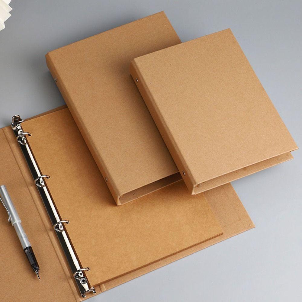A5 B5 A4 Kraft Paper Binder Cover Kraft Paper Perforated Binder Folder New Binder File Clip