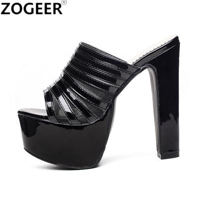 Модные сексуальные тапочки женские на платформе черные белые экстремально высокие каблуки шлепанцы роскошные летние туфли мюли женские шлепанцы большой размер 48