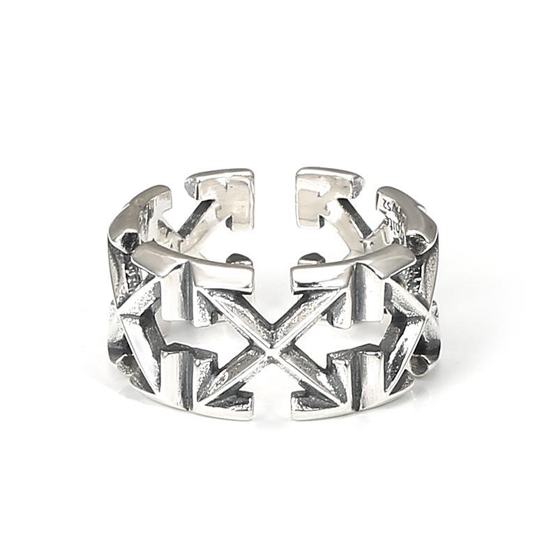 European Retro Distressed Double Arrow X Ring: High-End Thai Silver Jewelry with Trendy Elegance
