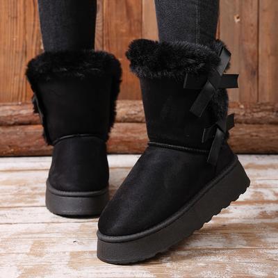 Внешняя торговля большой размер бант зимние сапоги новые зимние трансграничные повседневные толстоподошвенные набивные утолщенные теплые хлопковые сапоги
