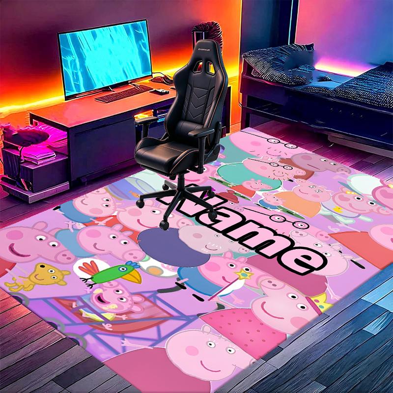 Custom Name Personalized Peppa Pig Print Carpet, Versatile Home Decor Rug, for Playroom, Apartment, Balcony, Entryway, Hallway Gift