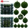 48PCS Plastic Flocked Christmas Ball 7 Colors Suspensable Christmas Tree Balls 4/6/8cm Xmas Baubles Home