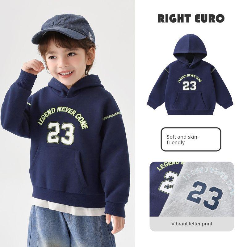 Right European Style Boys' Sweatshirt, Children's Casual Versatile Hooded Top, 2026 New Children's Clothing, Baby Spring and Autumn Clothes