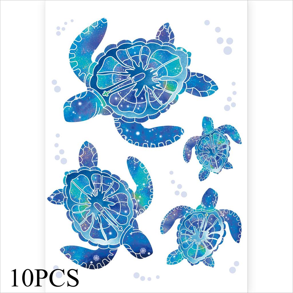 10PCS.Cute sea turtle PVC waterproof wall decals, suitable for bathroom, home, office & kindergarten, easy to apply & remove