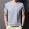 2025 Мужская летняя футболка, модная белая футболка с коротким рукавом и V-образным вырезом, высококачественная мужская однотонная повседневная футболка