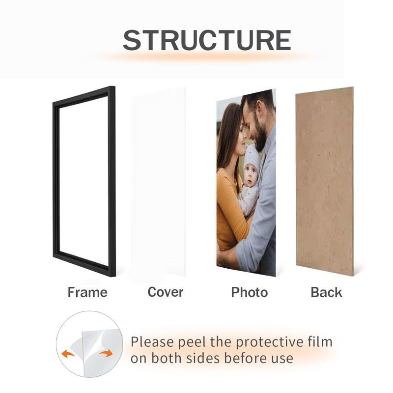"8x12" Inch Frame Black White Wood Grain Document Photo Frame 21x30cm A4 Poster Canvas Painting Display Stand Picture Wall Decor