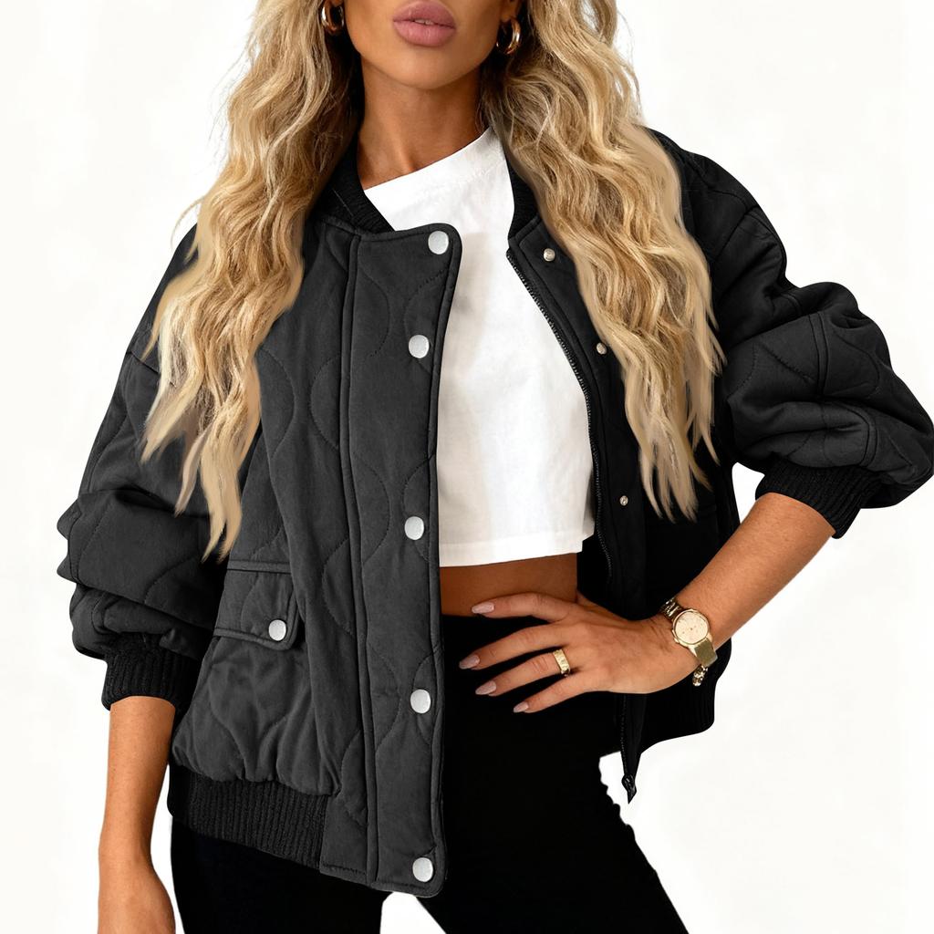 Женская мода повседневная осень и зима однотонная короткая куртка на молнии хлопковое пальто