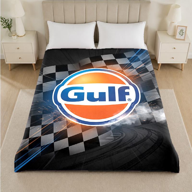 Gulf Print Flannel Blanket Cozy Lightweight Plush Throw Blanket For Bed Sofa Household Use