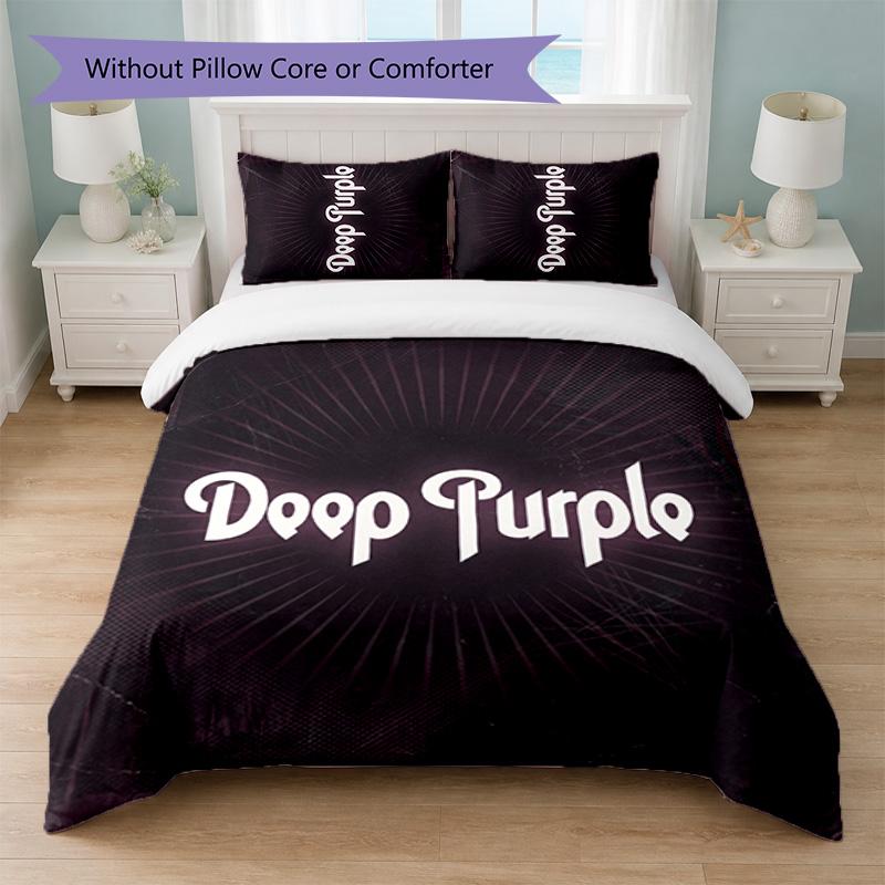 Deep Purple Print 3Pcs Bedding Set Duvet Cover With Two Pillowcases Soft Bed Linen For Household Bedroom