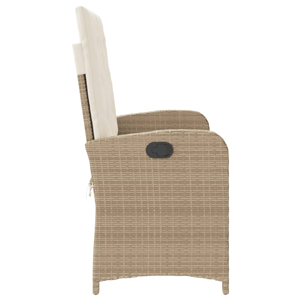 Adjustable Garden Bench with Cushions Beige Poly Rattan