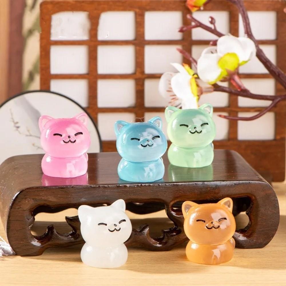 Glow At Night Mini Cat Animal Tiny Cat Ornaments Glow Dark Ornaments for DIY Home Decor
