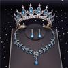 Качественные комплекты свадебных украшений из кристаллов для женщин, модные круглые серьги, комплект ожерелий, корона невесты, диадемы, выпускной, дубайские комплекты украшений