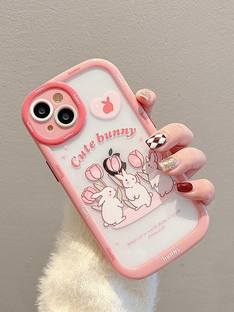 Прозрачный чехол для телефона с милым кроликом, мультяшным кроликом, милыми тюльпанами и противоударным бампером для Iphone 14 11 12 13 Pro Max, мягкая задняя крышка