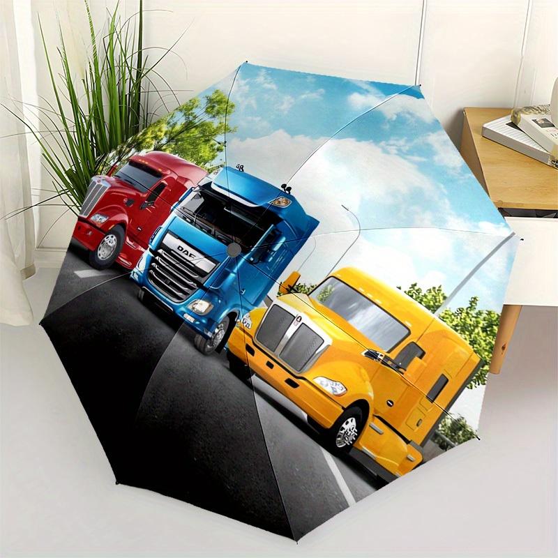 1pc Trucks Highway Themed High-quality Umbrella,Automatic Opening and Closing Umbrella,Multi-functional Umbrella G0811329