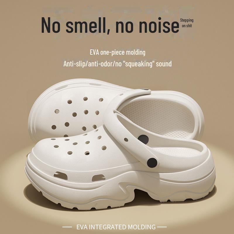 Женские сандалии с дырочками на толстой подошве 2024 года: Нескользящая, устойчивая к запахам обувь из ЭВА для летнего пляжа и активного отдыха
