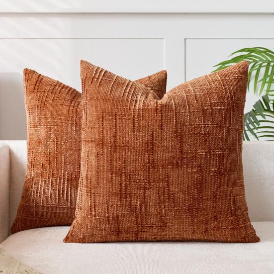 Chenille Throw Pillow Cover Boho Cushion Cover with Hidden Zipper Textured