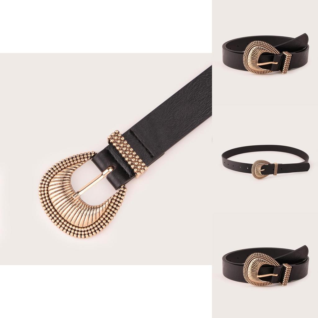 Fashion Womens Gold Shell Buckle Belt With Alloy Pin Closure For Casual Wear